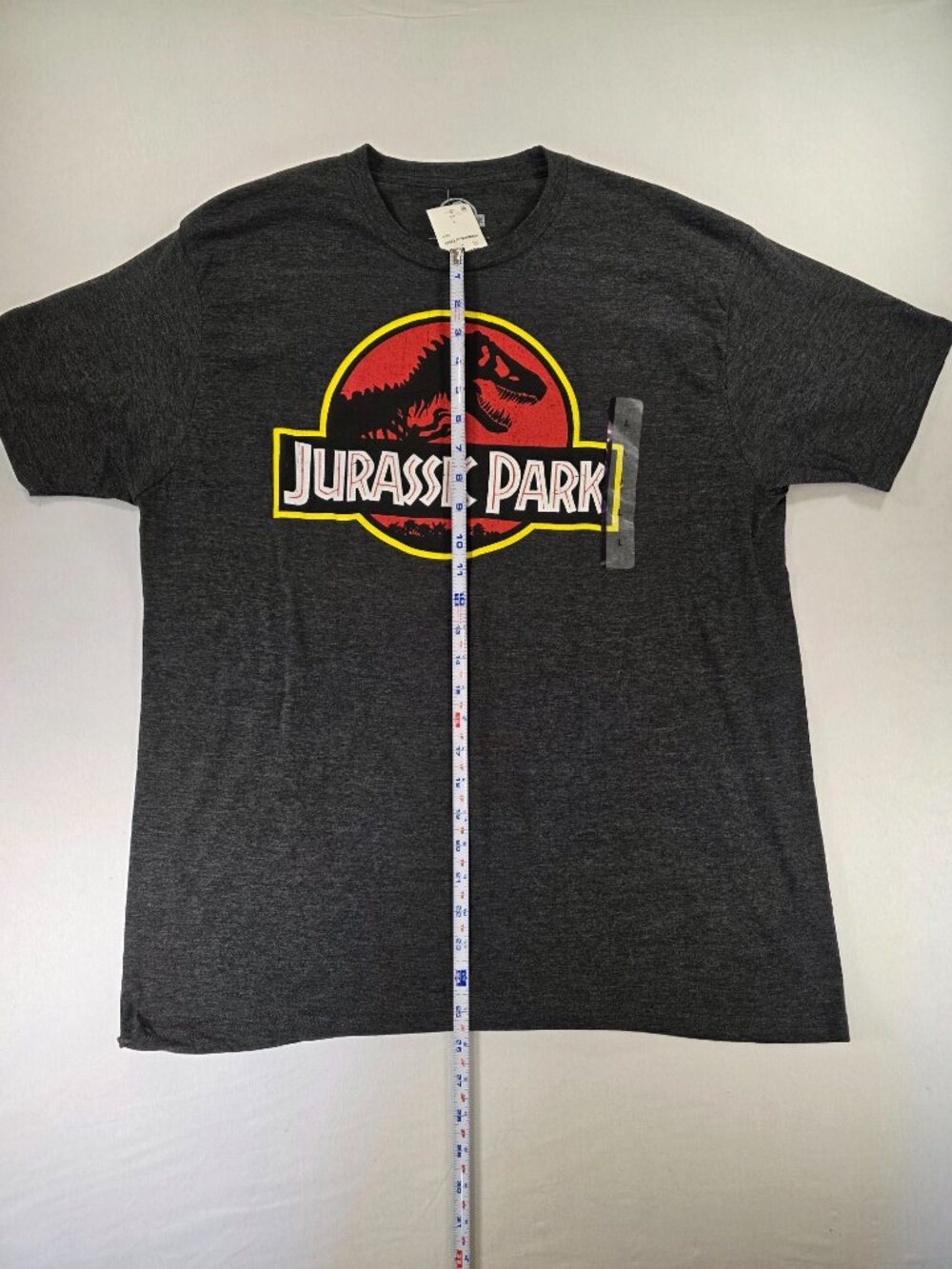Jurassic Park Graphic T-Shirt Gray Short Sleeve T-Rex Logo Movie Tee Men's Large - Picture 4 of 11